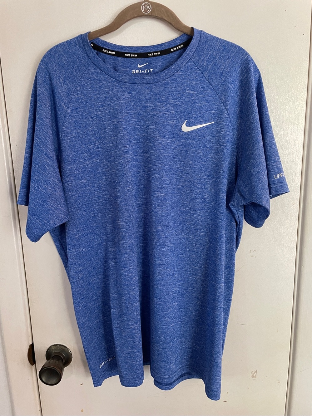 Men’s Heather Blue Nike Swim Shirt XL UPF 40+